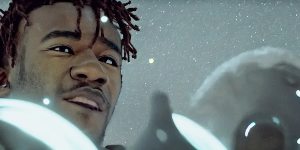 Image similar to cinematic movie still of lil uzi vert in interstellar ( 2 0 1 4 ), award - winning, volumetric lighting, photograph, ambient, high resolution, detailed, perfect