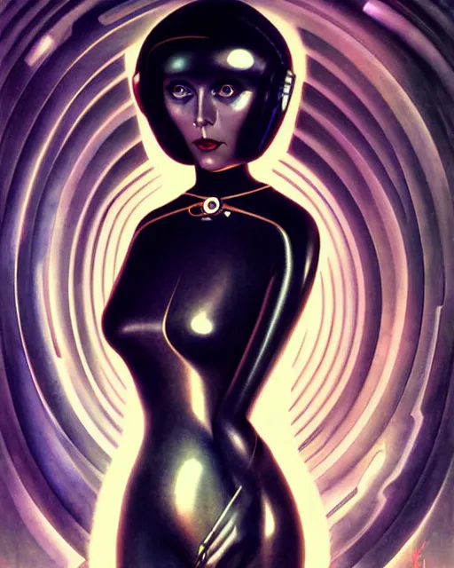 Image similar to futuristic portrait of woman from 2 0 s decade of xx century in metal space suit in a style of hans giger, giger alien style, art by kuvshinov ilya and wayne barlowe and gustav klimt and artgerm