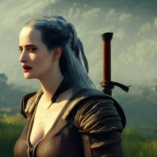 Image similar to Film still of Eva Green, from The Witcher 3: Wild Hunt (2015 video game)