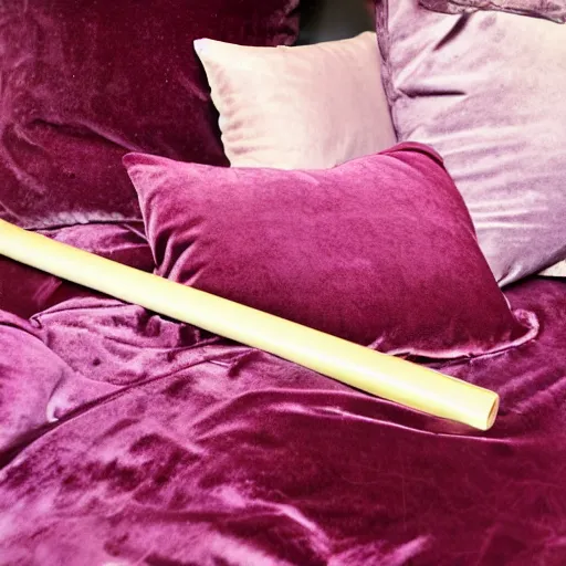 Image similar to the most mysterious magic wand laying on a velvet pillow