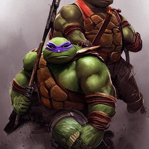 Prompt: a portrait of the ninja turtles by greg rutkowski