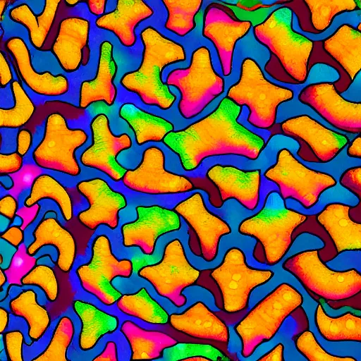 Prompt: colorful 3 d autostereogram illusion puzzle with psychedelic mushrooms dancing among a tie dye desert of peyote