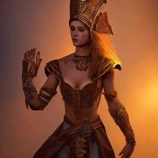 Image similar to the elder scrolls vi, charismatic regal brunette female jarl, ancient greece, mysterious atmospheric lighting, painted, intricate, volumetric lighting, beautiful, rich deep colours masterpiece, golden hour, golden ratio, sharp focus, ultra detailed, by mark kent, jordan lamarre - wan, igor kieryluk, maxim verehin, miranda meeks