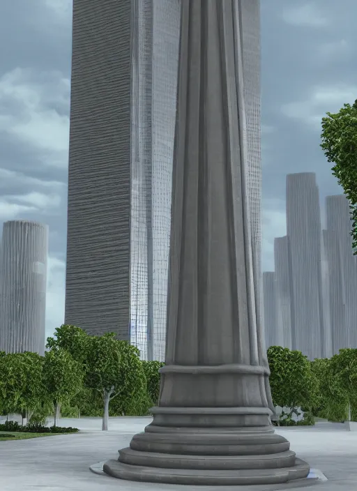 Prompt: highly detailed realistic architecture 3 d render of a stele in the style of power tower standing in a city park, archdaily, made in unreal engine 4 octane render