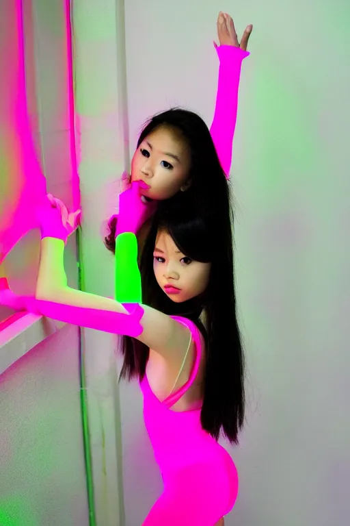 Image similar to young asian princess in neon cyberninja suite