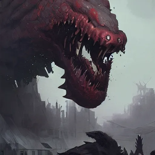 Image similar to big monster, 8 k, trending on artstation by tooth wu and greg rutkowski