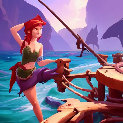 Image similar to jack the pirate mermaid on sea of thieves game avatar hero, behance hd by jesper ejsing, by rhads, makoto shinkai and lois van baarle, ilya kuvshinov, rossdraws global illumination