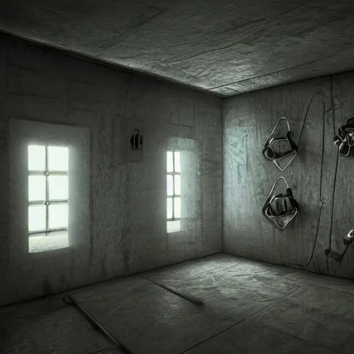 Image similar to dark, alien, prison cell, highly detailed, 4k