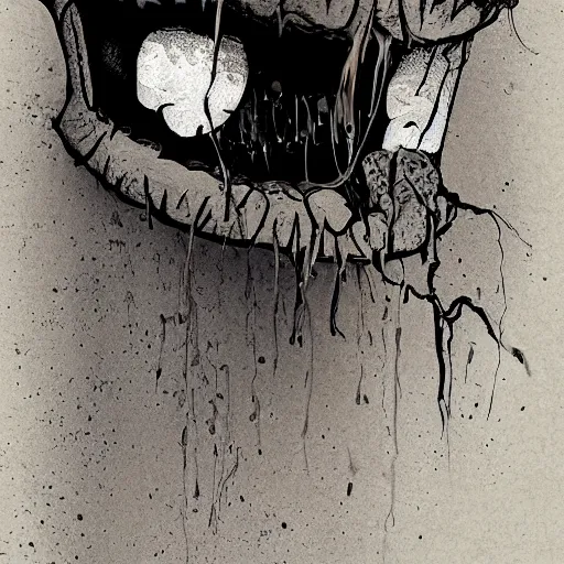 Image similar to a shade bursts out of its coffin rocking with laughter as it tries to wake its sleeping body, causing its eyes to tear up and its mouth to open wide, digital art