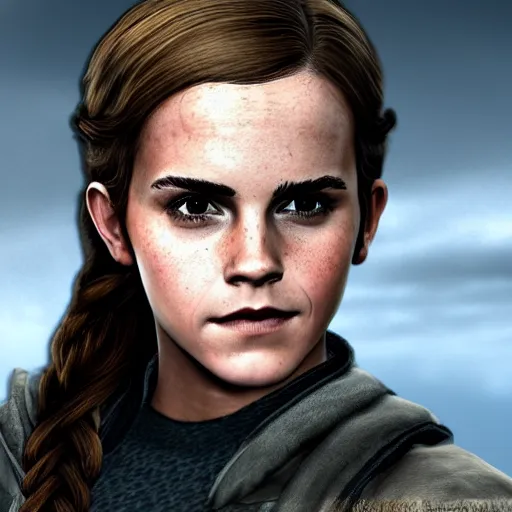 Prompt: Character portrait of Emma Watson in skyrim