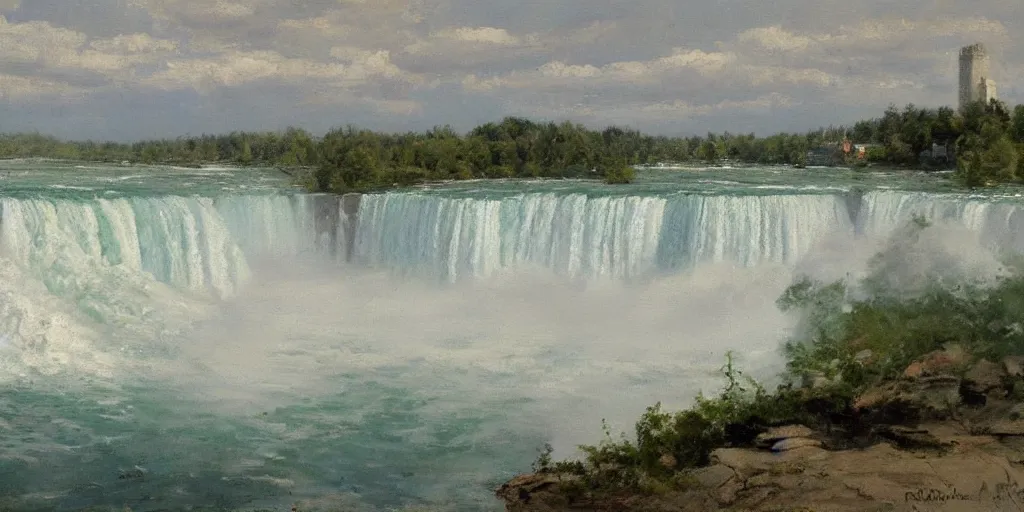 Prompt: painting of niagara falls by richard schmid