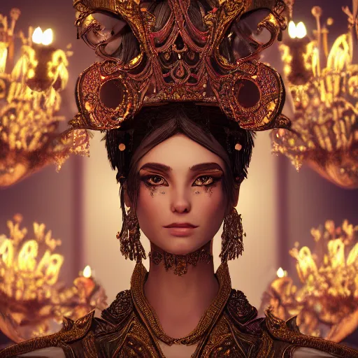 Prompt: portrait of wonderful princess, glowing, ornate and intricate, jaw dropping, dynamic lighting, intricate and detailed, 4 k octane render
