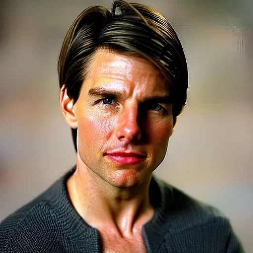 Prompt: a portrait photo of 25 year old tom cruise, with a >disappointed< expression, looking forward