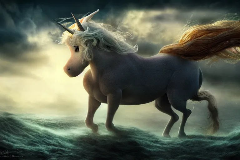 Prompt: this is the story of the last unicorn on earth. photo - realistic hd, hyperrealism, magical, highly detailed, cinematic, luminescence, 3 2 k, dop, high contrast, intricate, mystery, epic, fantasy, tim burton