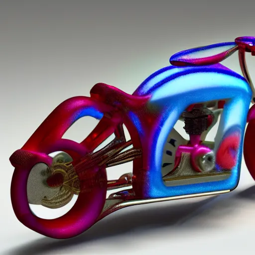 Prompt: motorcycle made from gummy candy, global illumination, photorealistic
