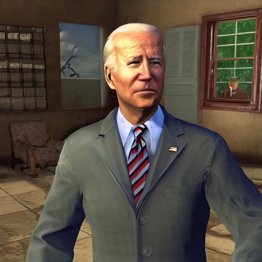 Prompt: video game screenshot of joe biden in Rising Storm 2