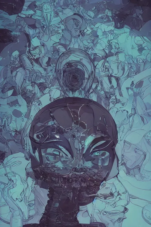 Image similar to a study of cell shaded protrait of female robot, llustration, post grunge, concept art by josan gonzales and wlop, by james jean, Victo ngai, David Rubín, Mike Mignola, Laurie Greasley, highly detailed, sharp focus, alien, Trending on Artstation, HQ, deviantart, art by artgem