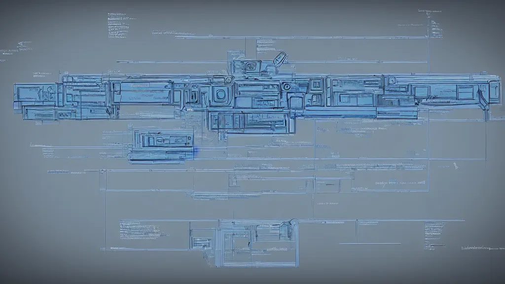 Prompt: a blueprint of a futuristic weapon