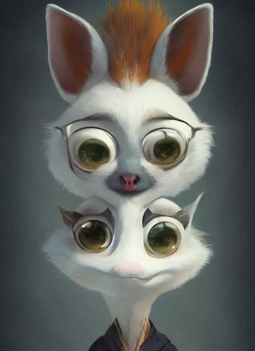 Image similar to a beautiful portrait of a cute anthropomorphic humanoid fursona. big eyes. character design by cory loftis fenghua zhong ryohei hase isma