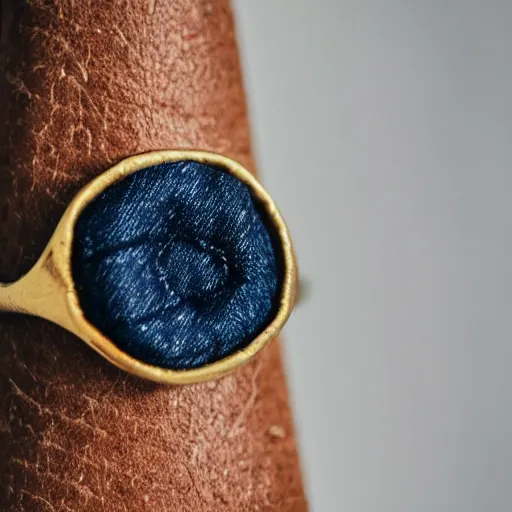 Image similar to a wedding ring made out of denim