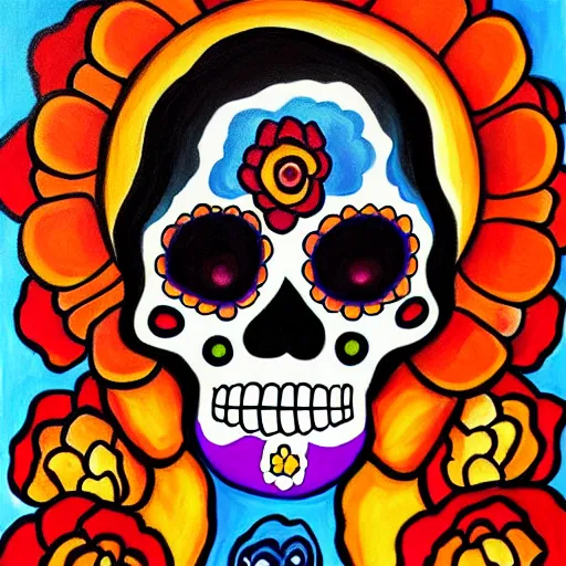 Image similar to Dia De Los Muertos, painting