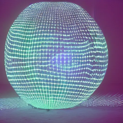 Prompt: annie liebowitz portrait of a plasma energy tron dinosaur egg in the form of a random geometric shapes, made up of glowing electric plates and patterns. cinestill