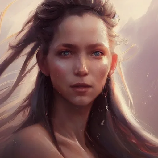 Image similar to a beautiful portrait of a wind goddess by Greg Rutkowski and Raymond Swanland, Trending on Artstation, ultra realistic digital art