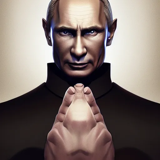 Prompt: Vladimir Putin as evil villain, made by Stanley Artgerm Lau, WLOP, Rossdraws, ArtStation, CGSociety, concept art, cgsociety, octane render, trending on artstation, artstationHD, artstationHQ, unreal engine, 4k, 8k