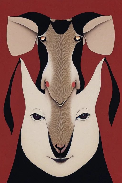 Image similar to portrait of a mystic goat by hayv kahraman