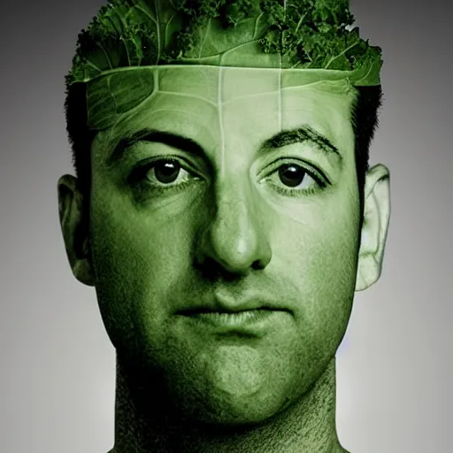 Image similar to tony hale double exposure head of kale