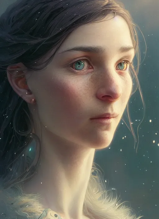 Image similar to highly detailed portrait of a potrait in a potrait, stephen bliss, unreal engine, fantasy art by greg rutkowski, loish, rhads, ferdinand knab, makoto shinkai and lois van baarle, ilya kuvshinov, rossdraws, tom bagshaw, alphonse mucha, global illumination, radiant light, detailed and intricate environment