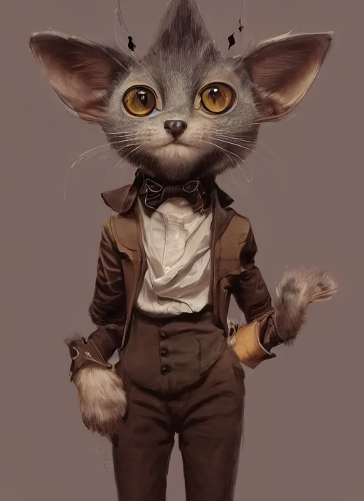 Image similar to a beautiful half body portrait of a cute young anthropomorphic steampunk cat fursona. big eyes. character design by cory loftis, fenghua zhong, ryohei hase, ismail inceoglu and ruan jia. volumetric light, detailed, rendered in octane