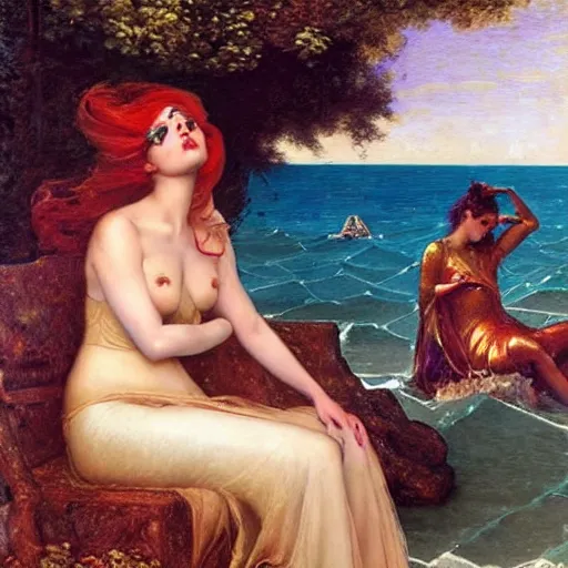 Image similar to lady gaga artpop act ii by gaston bussiere, greg rutkowski, sandro botticelli birth of venus