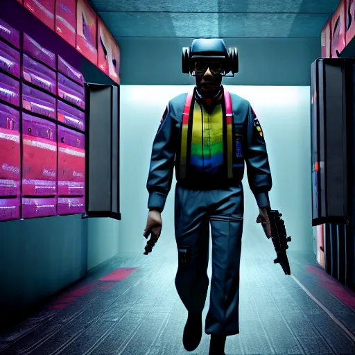 Image similar to Gustavo Fring as a Rainbox six siege operator, 4k, highly detailed