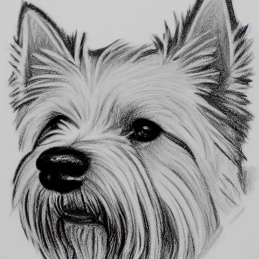 Prompt: pencil sketch of a westie