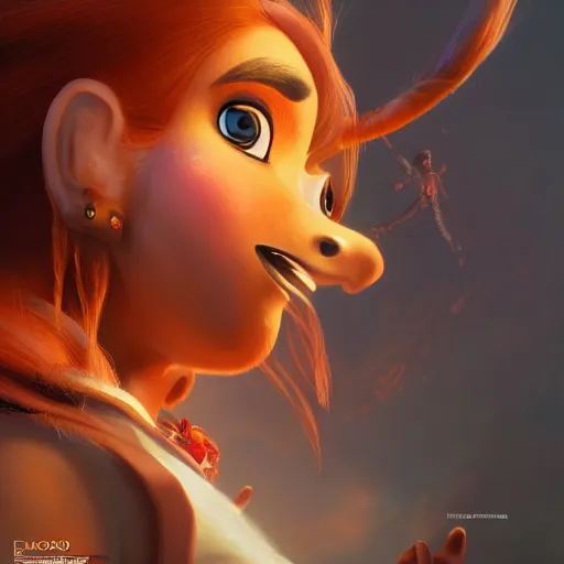 Image similar to coco bandicoot, posing heroically, heavenly, full body close-up shot, elegant, realistic character concept, high fantasy, light atmosphere, golden ratio, cinematic lighting, hyperdetailed, high resolution, insanely detailed and intricate, artstation, Marc Simonetti, Greg Rutkowski, octane render, 8k
