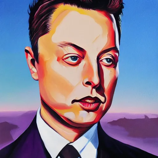 Prompt: Surrealist Portrait painting of Elon Musk, futuristic