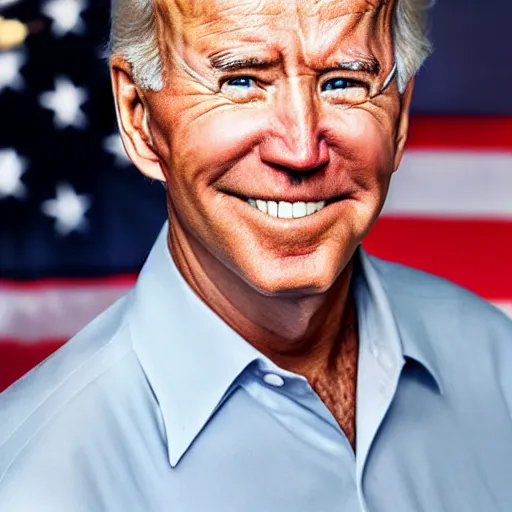 Image similar to Detailed portrait of Joe Biden with large mustache and mullet hair, 8k, realistic, 50mm photograph