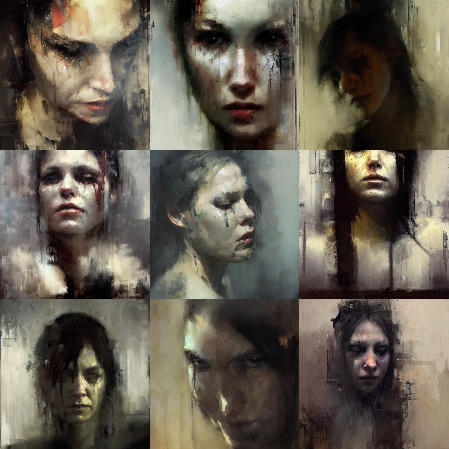 Prompt: Portrait of sobbing, by Jeremy Mann