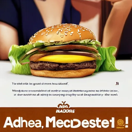 Prompt: an ad from macdonalds of a gold themed burger