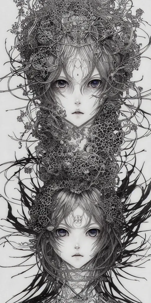 Image similar to prompt: Fragile looking vessel portrait soft light drawn by Vania Zouravliov and Takato Yamamoto, inspired by Evangeleon Anime, magical and alchemical weapons, soft light, white background, intricate detail, intricate ink painting detail, sharp high detail, manga and anime 2000