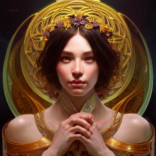 Image similar to perfectly-centered-Portrait of a Goddess, intricate, highly detailed, digital painting, artstation, concept art, smooth, sharp focus, illustration, Unreal Engine 5, 8K, art by artgerm and greg rutkowski and alphonse mucha