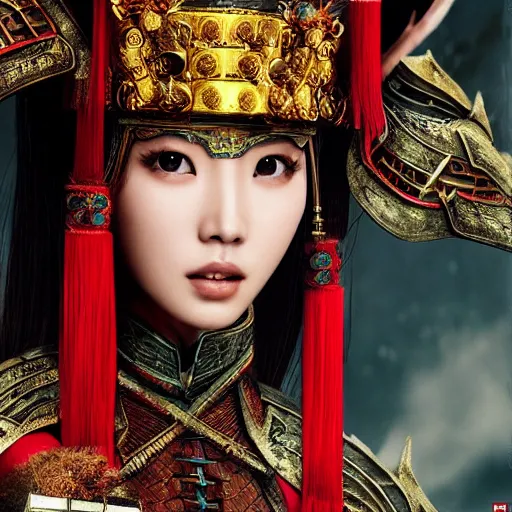 Image similar to angelababy as a Chinese warrior princess on the Great Wall, styling by Tom Eerebout & Sandra Amador, photo by mario testino, cinematic, hyper detailed, micro details, insanely detailed, trending on artstation, concept art