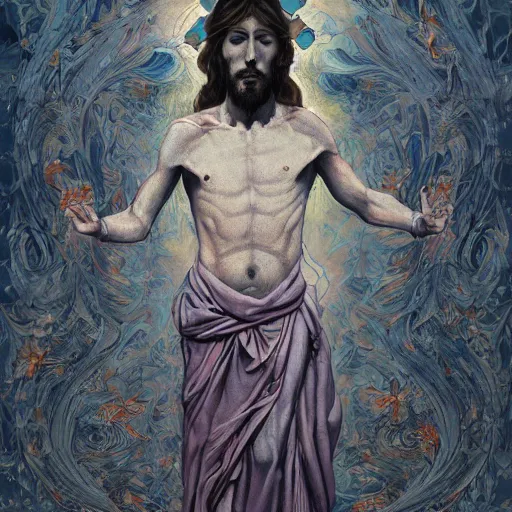 Image similar to the transfiguration of jesus christ, an ultrafine detailed painting by james jean, behance contest winner, vanitas, angular, altermodern