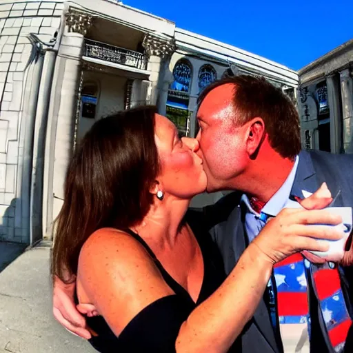 Image similar to gopro shot of alex jones smooching