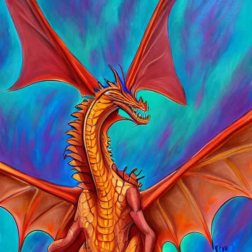 Image similar to beautiful painting of a dragon, accurate, digital art, wings of fire