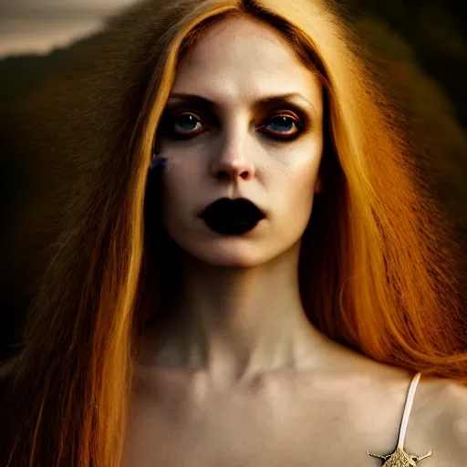 Image similar to photographic portrait of a stunningly beautiful gothic hermetic order of the golden dawn female in soft dreamy light at sunset, contemporary fashion shoot, by edward robert hughes, annie leibovitz and steve mccurry, david lazar, jimmy nelsson, breathtaking, 8 k resolution, extremely detailed, beautiful, establishing shot, artistic, hyperrealistic, beautiful face, octane render