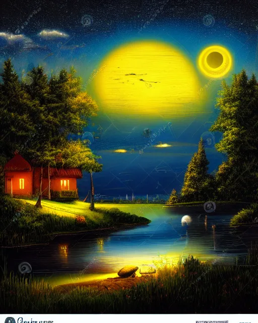 Image similar to scenic view of summer night, ultradetailed,,