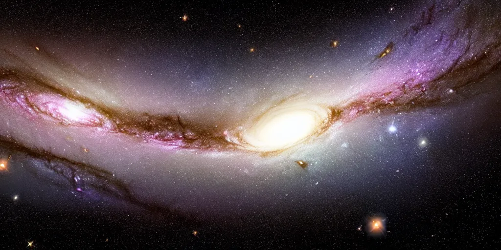 Image similar to milky way galaxy colliding with andromeda galaxy 4 billion years, 4 k hd, art, realistic