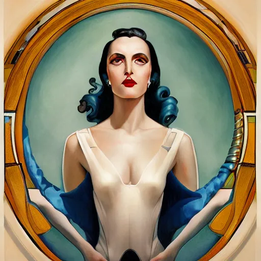 Image similar to a streamline moderne, art nouveau, multi - ethnic and multi - racial portrait in the style of charlie bowater, and in the style of donato giancola, and in the style of charles dulac. intelligent, expressive, large eyes. symmetry, ultrasharp focus, dramatic lighting, semirealism, intricate symmetrical fine complex background detail.